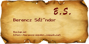 Berencz Sándor névjegykártya